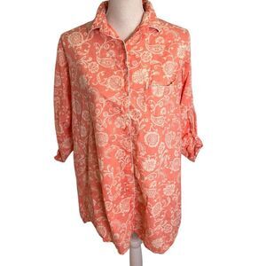 Julia Amory The JA Husband Shirt in coral floral M